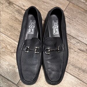 Salvatore Ferragamo Textured Black Men's Loafers